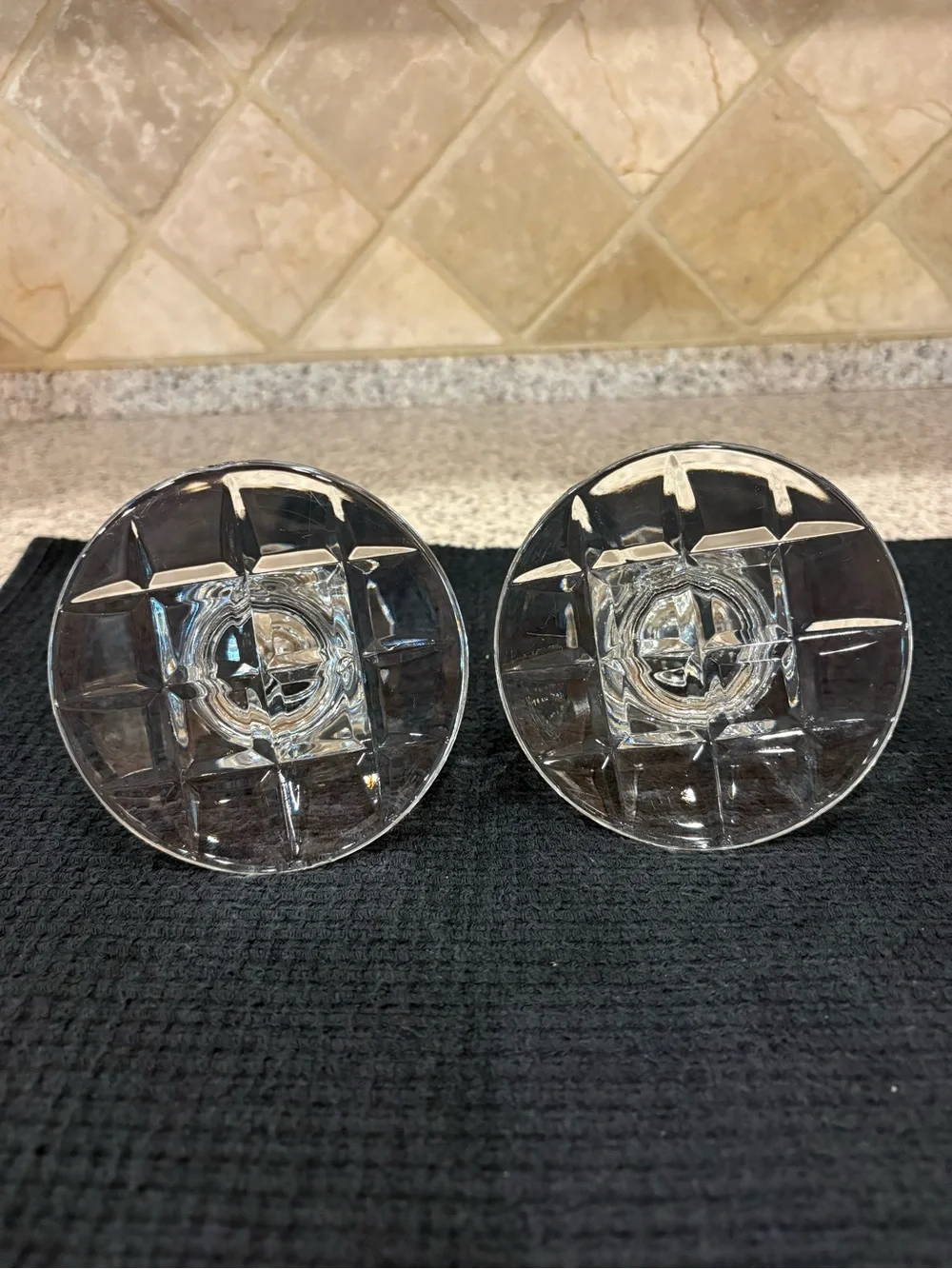 Pair of vintage crystal candlestick holders